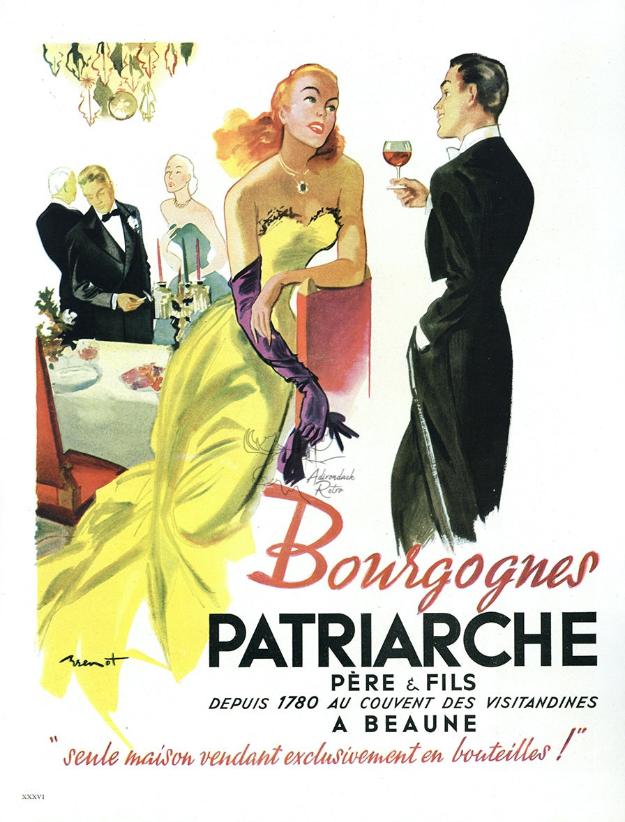 1947 Patriarche Bourgognes Vintage Wine Print Ad - Raymond Brenot Illustration