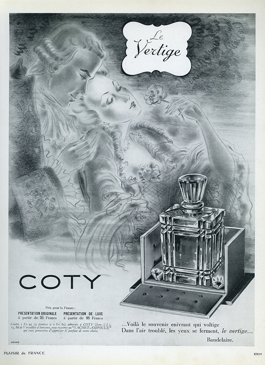 1938 Coty Le Virtage Perfume Vintage French Cosmetics Ad