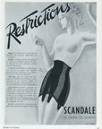 1941 Scandale Restrictions Lingerie Vintage French Print Ad - St. Marc Illustration