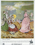 1946 D'Orsay 5 Women Vintage French Perfume Ad - Andre Delfau Illustration