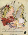 1946 D'Orsay The Secret Powder Vintage French Cosmetics Ad - Andre Delfau Illustration