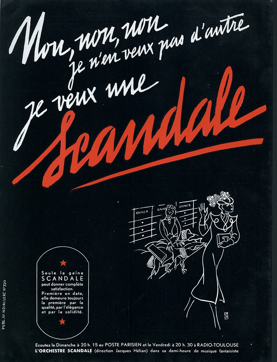1938 Scandale Lingerie Vintage French Print Ad