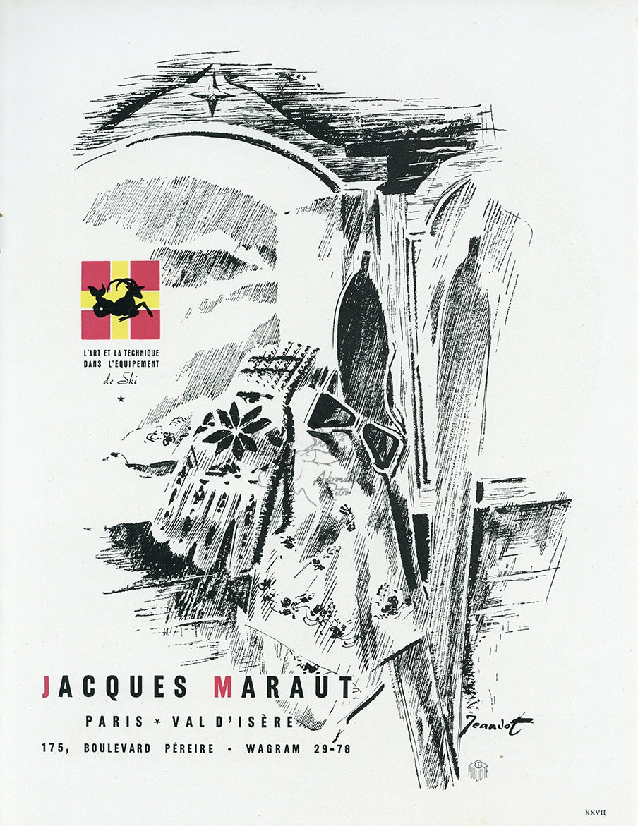 1946 Jacques Maraut Ski Equipment Vintage Print Ad