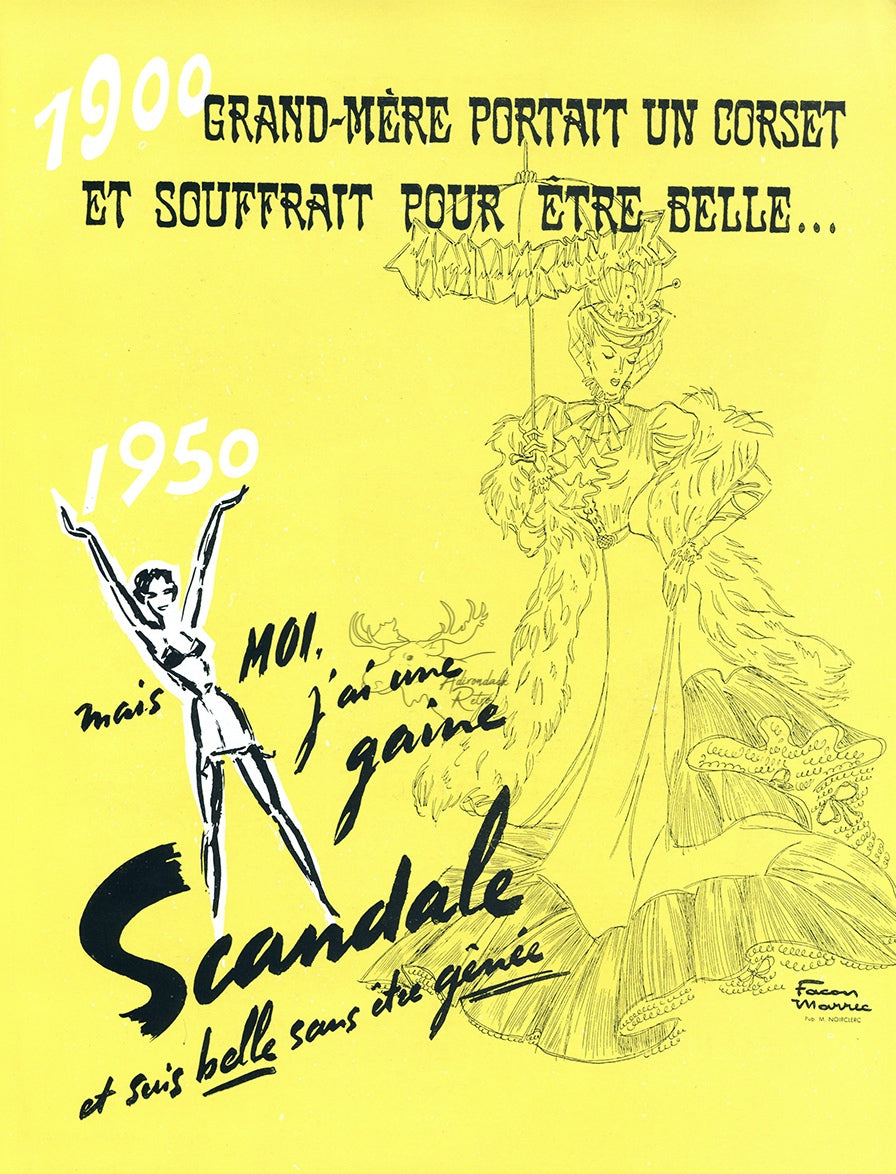1950 Scandale Vintage Lingerie Ad - Facon Marrec Illustration