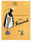 1951 Scandale Stockings Vintage French Print Ad - Pierre Fix Masseau Illustration