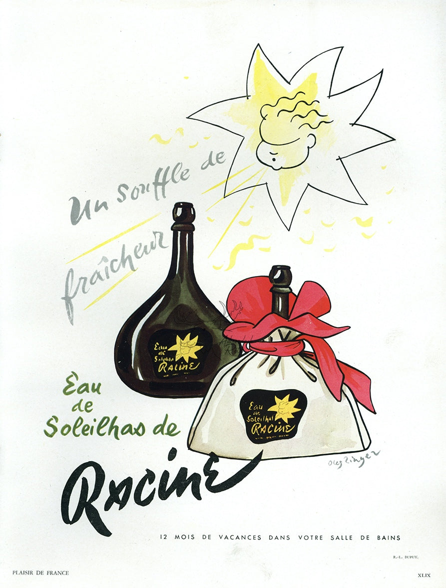 1951 Racine Eau De Soleilhas Vintage Perfume Print Ad - Oleg Zinger Illustration