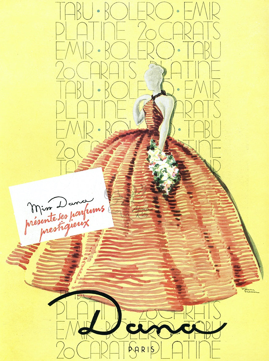1947 Dana Perfume Vintage Cosmetics Ad - Facon Marrec Illustration