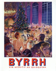 1954 Byrrh Aperitif Vintage Liquor Print Ad - Robert Falcucci Christmas Party Art