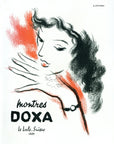 1951 Doxa Watch Vintage French Print Ad - A.J. Veilhan Illustration