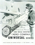 1949 Universal Aero-Compax Watch Vintage Ad - Air France Aviation Illustration