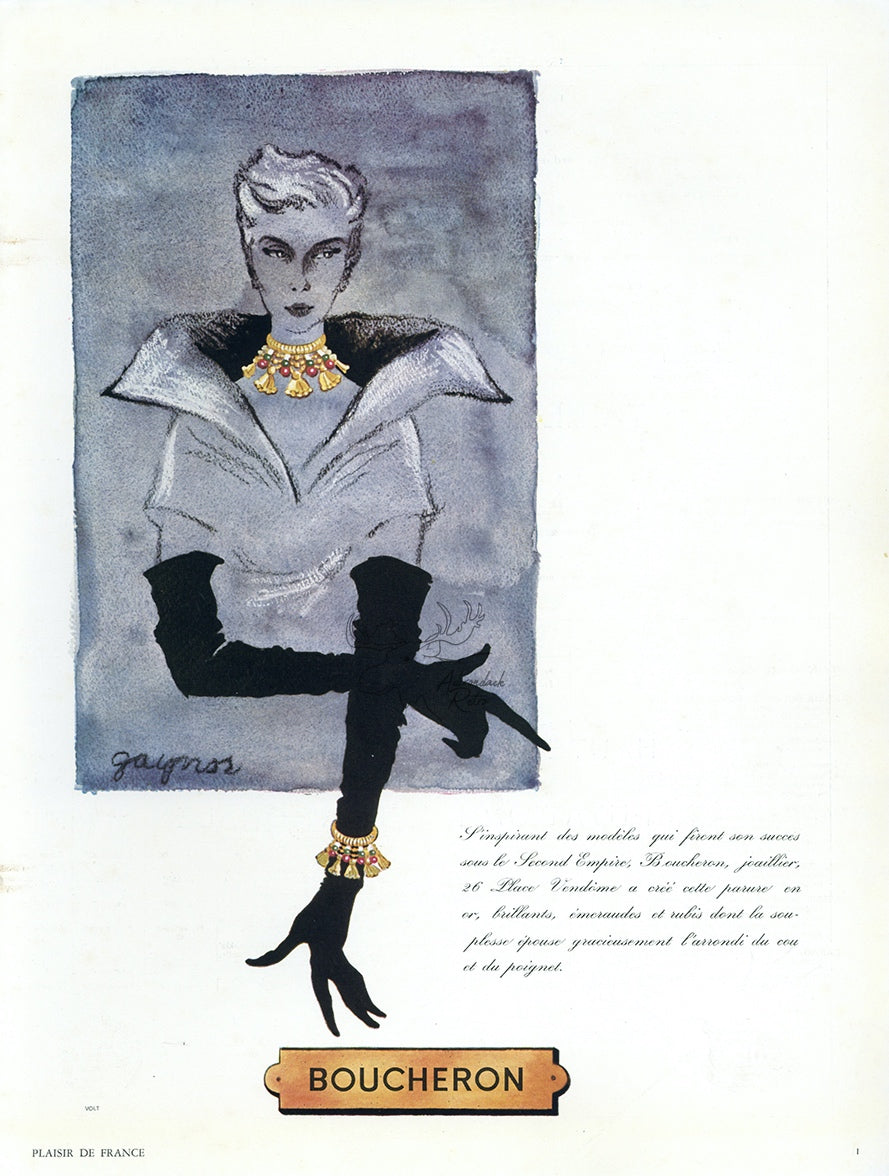 1951 Boucheron Jewelry Vintage Print Ad - Gaynor Art