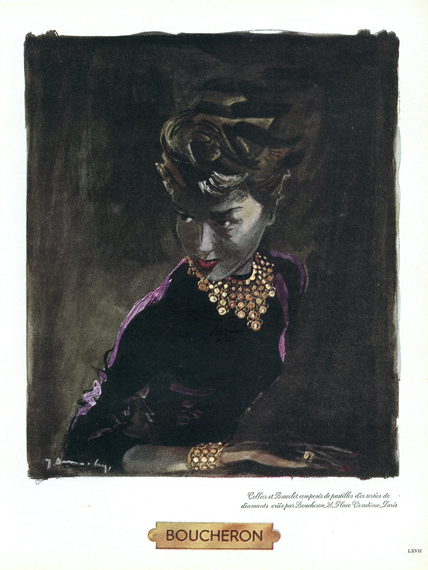1948 Boucheron Jewelry Vintage Print Ad - Demachy Art