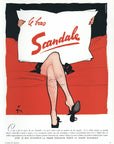 1952 Scandale Stockings Vintage French Print Ad - Rene Gruau Illustration