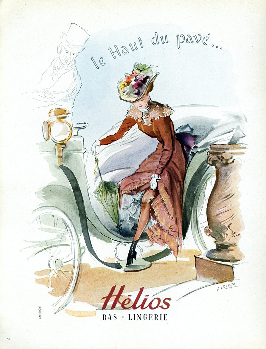 1949 Helios Lingerie Vintage Print Ad - Baehr Illustration