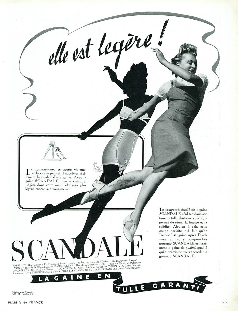 1939 Scandale Lingerie Vintage French Print Ad