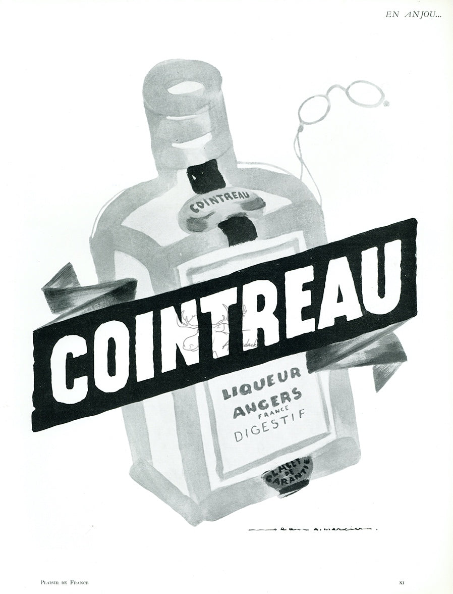 1956 Cointreau Vintage Liquor Print Ad - Jean-Adrien Mercier Illustration