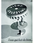 1952 Vichy Celestins Vintage Beverage Print Ad - Henri Favre Illustration