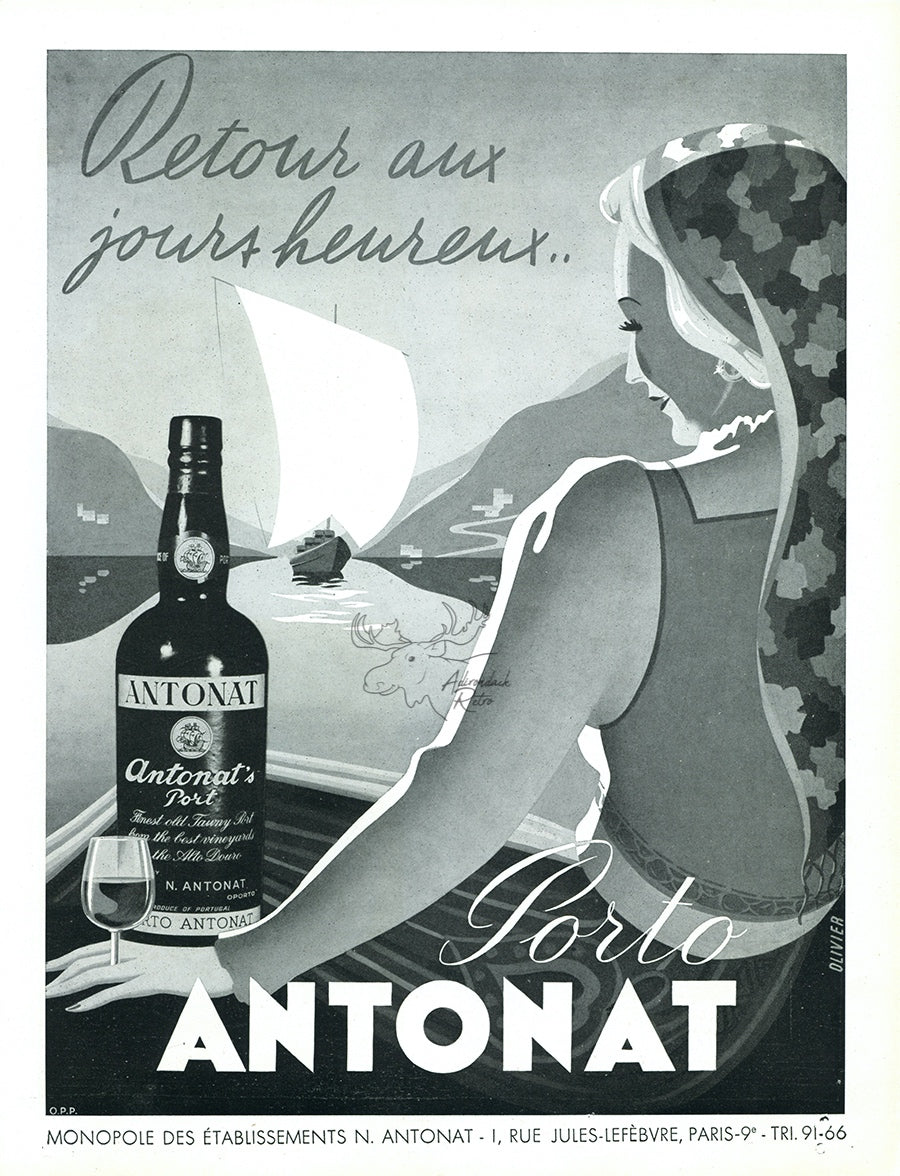 1946 Antonat Porto Vintage Wine Print Ad - Olivier Illustration