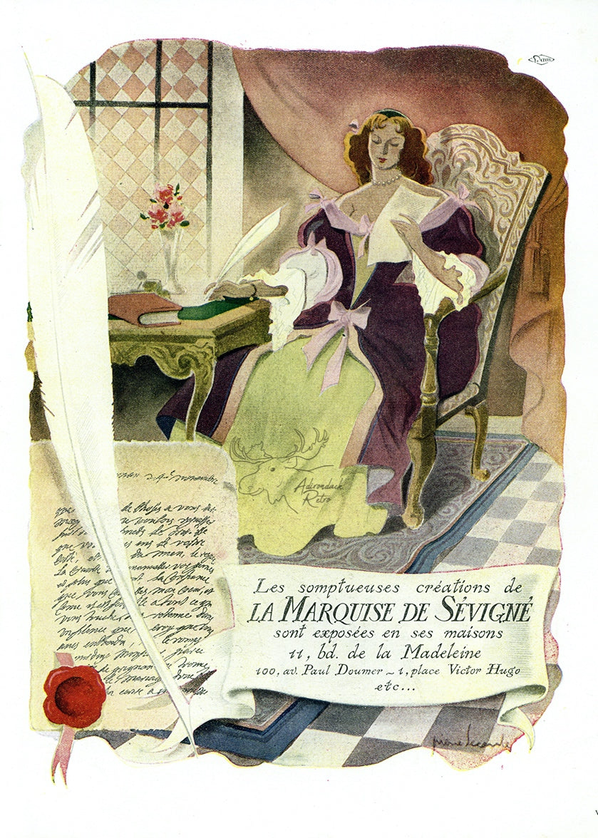 1947 Marquise De Sevigne Vintage Print Ad - Pierre Leconte Illustration