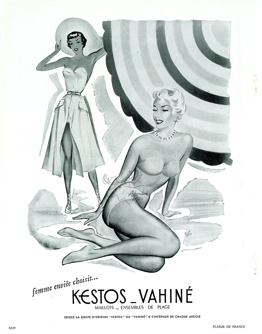 1951 Kestos Beachwear Vintage French Print Ad