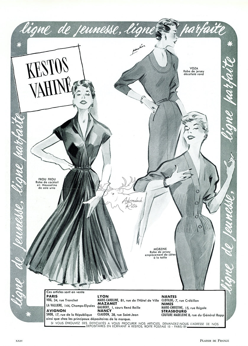 1956 Kestos Vahine Clothing Vintage French Print Ad - Maurice Paulin Illustration