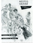 1954 Kestos Vahine Summer Dresses Vintage French Print Ad - Maurice Paulin Art