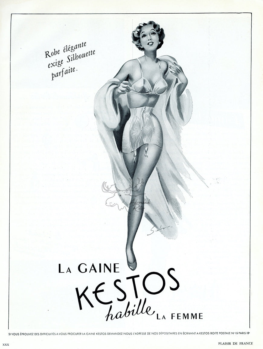 1953 Kestos Lingerie Vintage French Print Advertisement