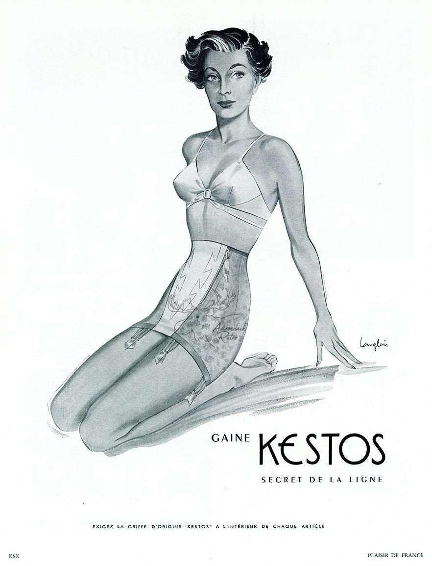 1948 Kestos Lingerie Vintage Print Ad - Langlais Illustration