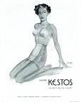 1948 Kestos Lingerie Vintage Print Ad - Langlais Illustration
