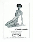 1950 Kestos Lingerie Vintage Print Ad - J. Langlais Illustration