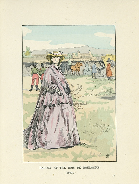 1901 Racing At The Bois De Boulogne - F. Courboin Hand-Colored Antique Print