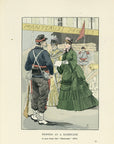 1901 Stopped At A Barricade - F. Courboin Hand-Colored Antique Print