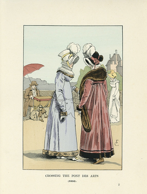 1901 Crossing The Pont Des Arts - F. Courboin Hand-Colored Antique Print