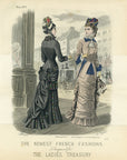 The Newest French Fashions May 1879 Antique Ladies' Treasury Print - Hand-Coloured Illustration