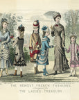 The Newest French Fashions June 1879 Antique Ladies' Treasury Print - Hand-Coloured Illustration