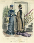 The Newest French Fashions October 1879 Antique Ladies' Treasury Print - Hand-Coloured Illustration