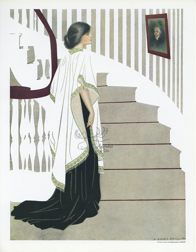 1912 Coles Phillips Fadeaway Girl Antique Print - The Stairwell