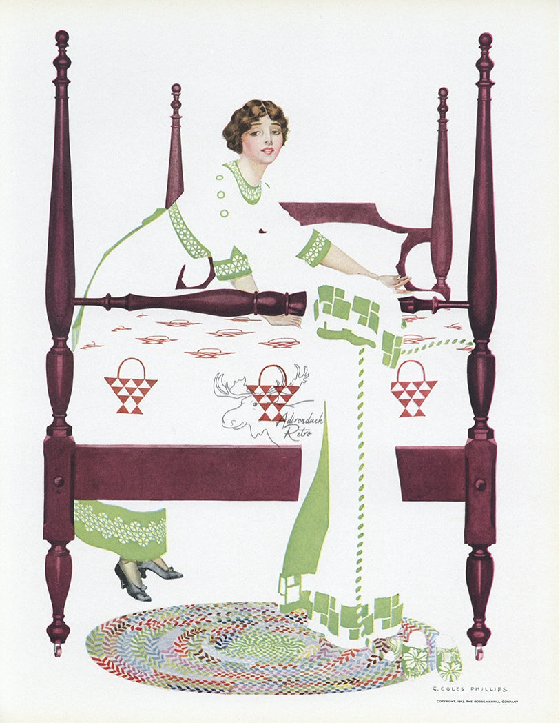 1912 Coles Phillips Fadeaway Girl Antique Print -  Making The Bed