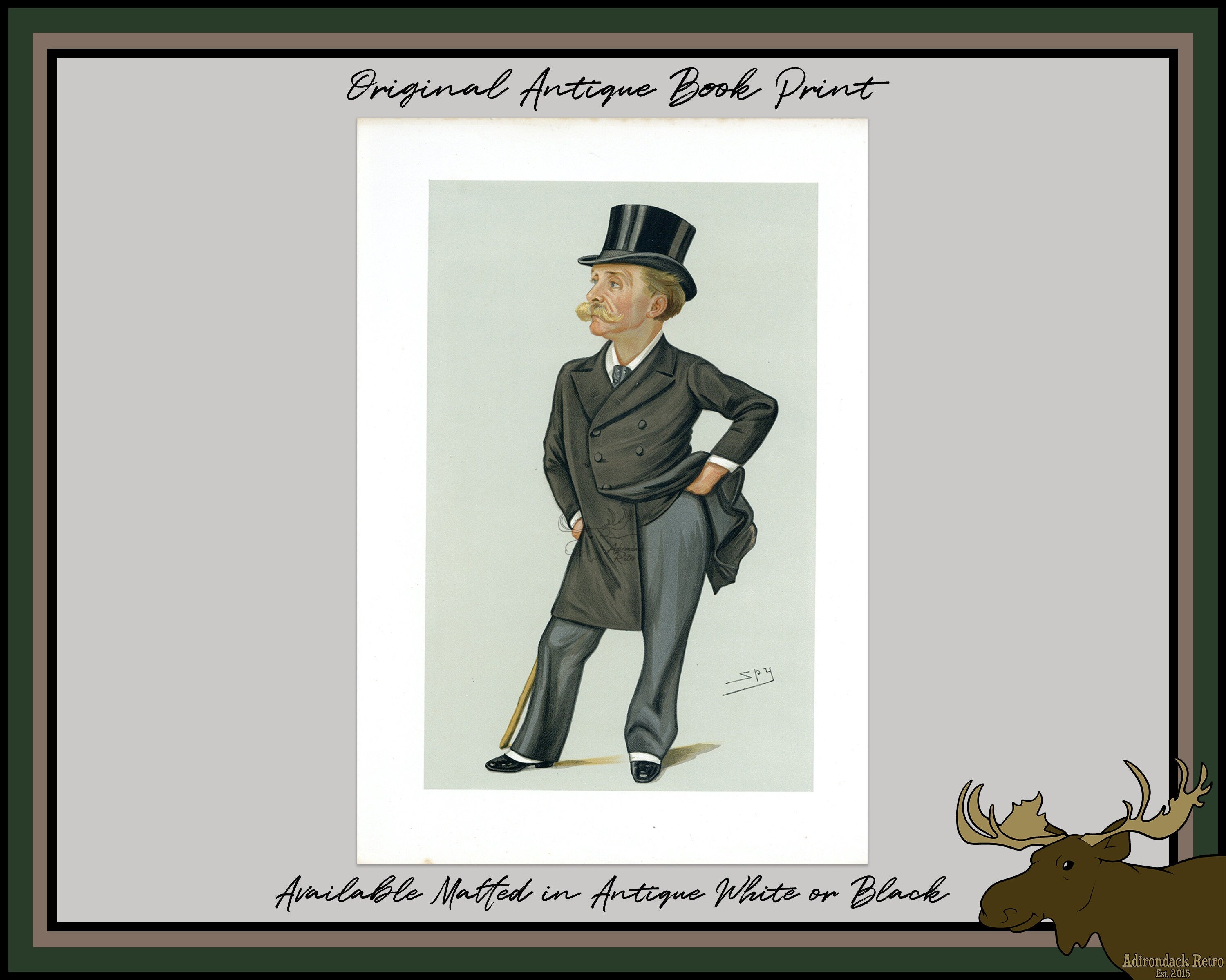 1889 Vanity Fair Caricature Proof Plate by SPY - Mr. Thomas Gibson Bowles Spy Print