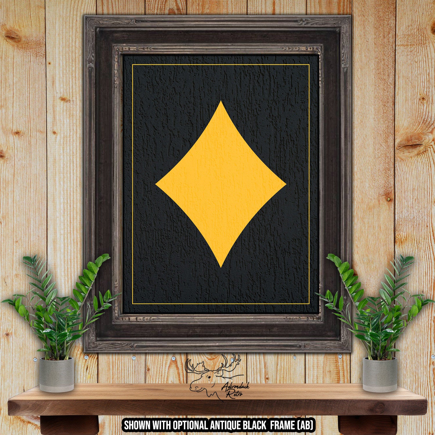 Diamonds Playing Card Suit - Black & Gold Fine Art Print at Adirondack Retro