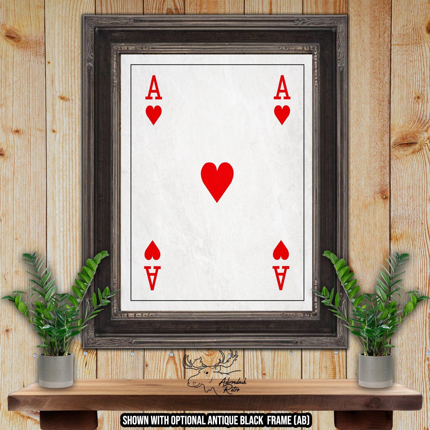 Ace of Hearts Playing Card Fine Art Print at Adirondack Retro