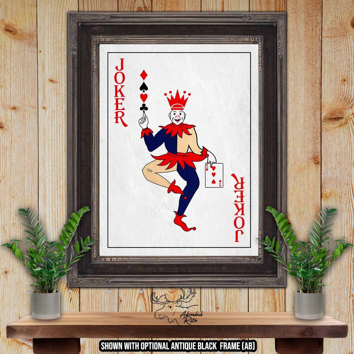 Joker Playing Card Fine Art Print - Playing Card Poster at Adirondack Retro