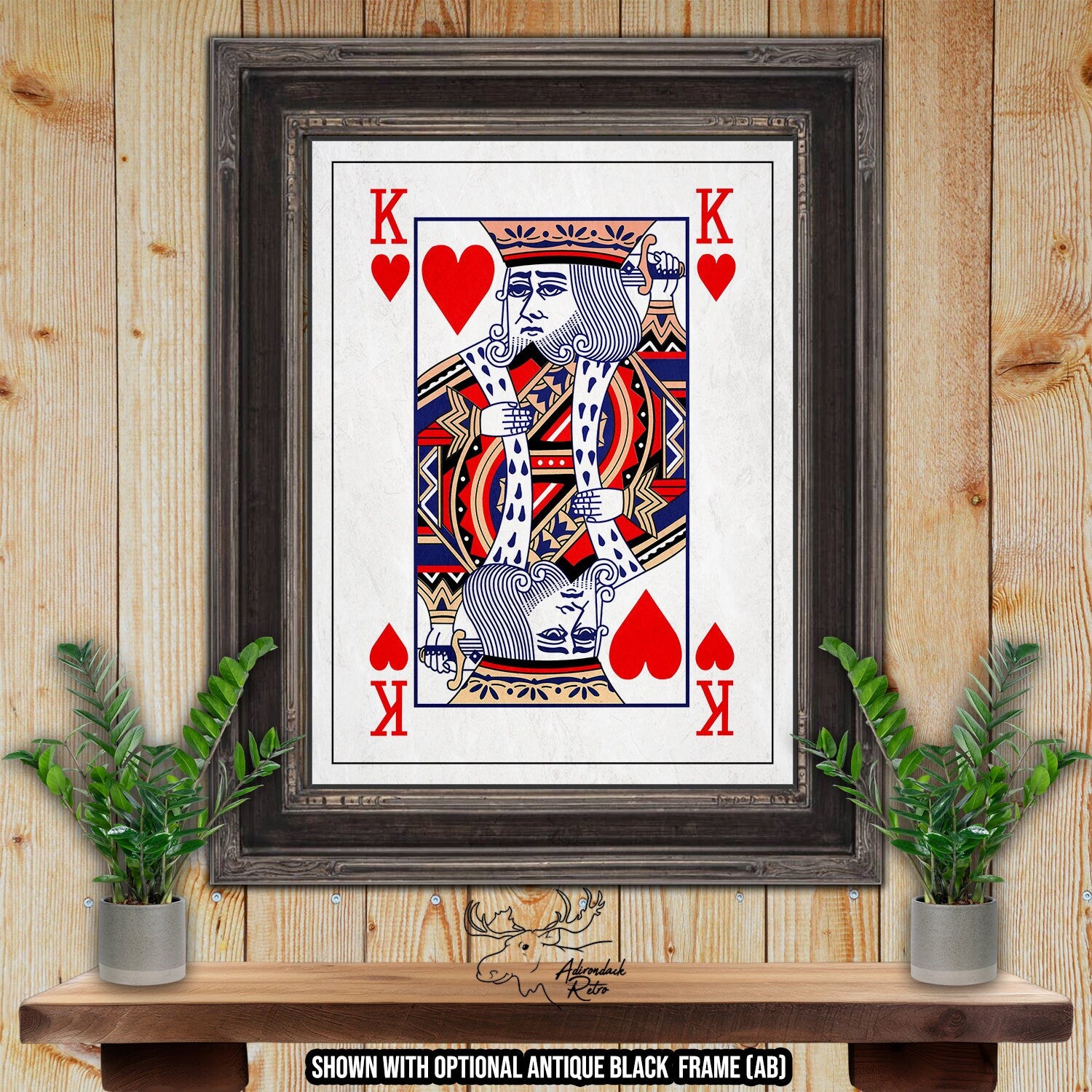King of Hearts Fine Art Poker Print - Suicide King Playing Card Poster at Adirondack Retro