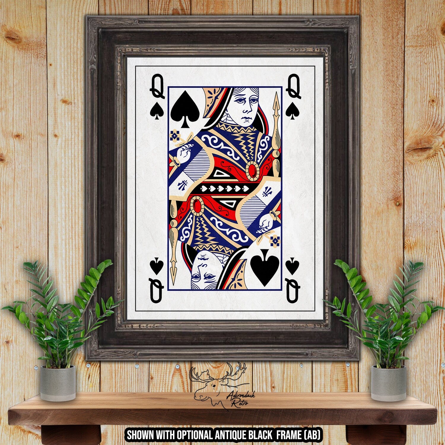 Queen of Spades Fine Art Poker Print - Playing Card Poster at Adirondack Retro