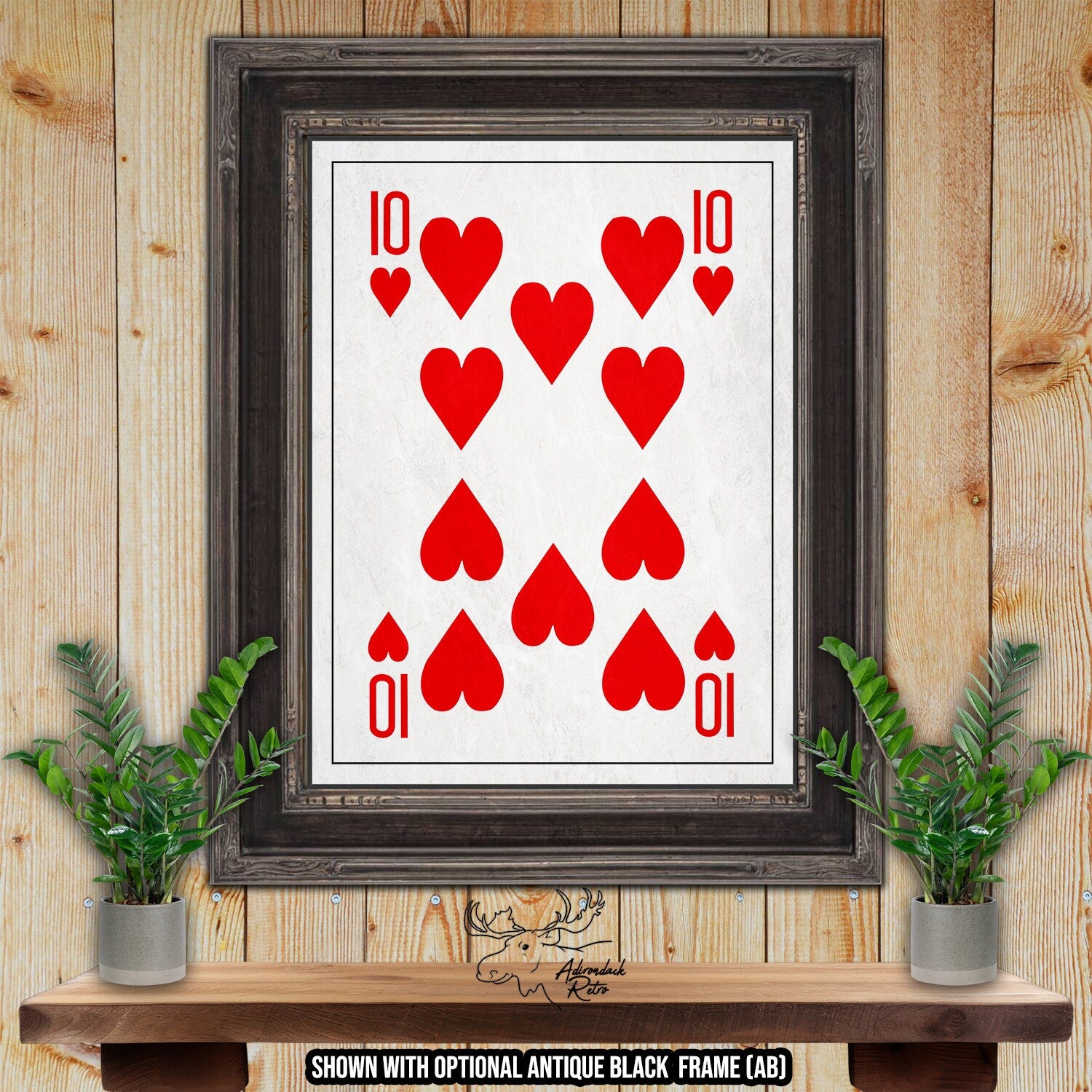 Ten of Hearts Fine Art Poker Print - Playing Card Poster at Adirondack Retro