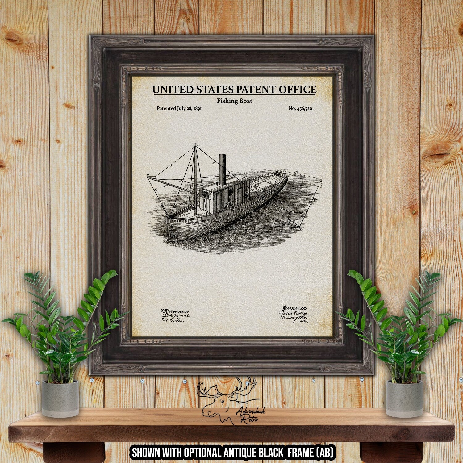 Commercial Fishing Boat Patent Print - 1891 Fishing Invention at Adirondack Retro