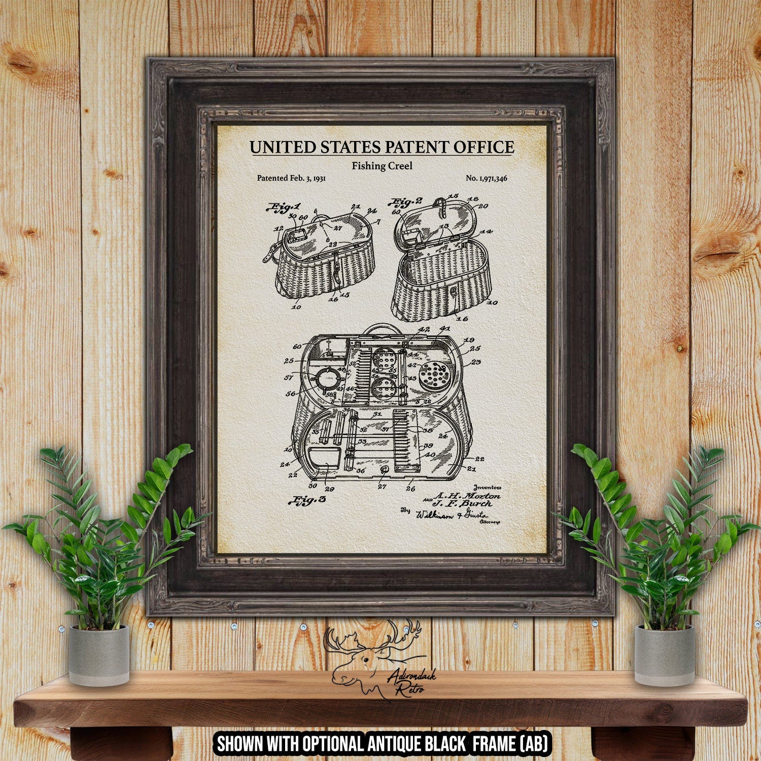 Fishing Creel Patent Print - 1931 Tackle Box Invention at Adirondack Retro