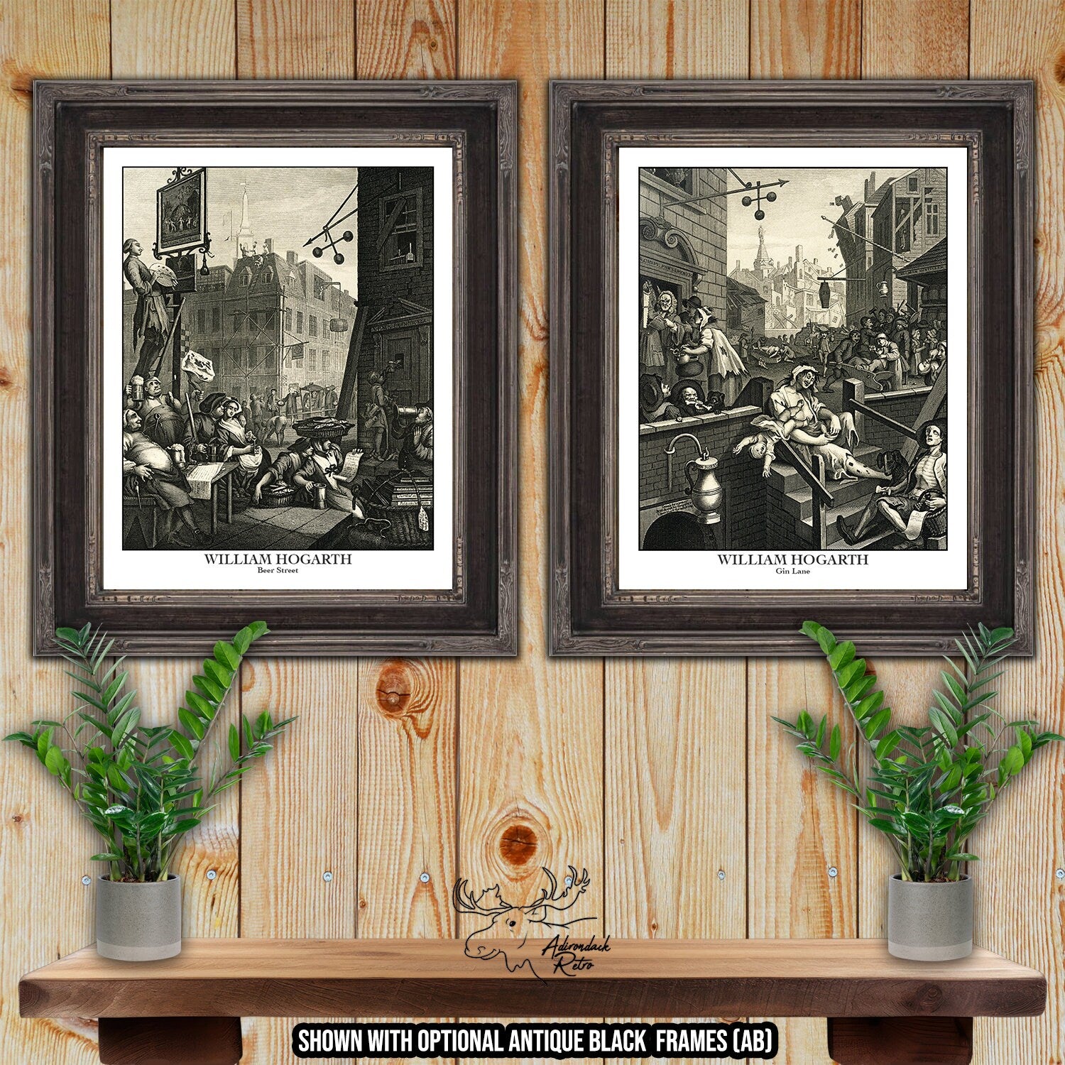 Beer Street and Gin Lane by William Hogarth Giclee Fine Art Print at Adirondack Retro