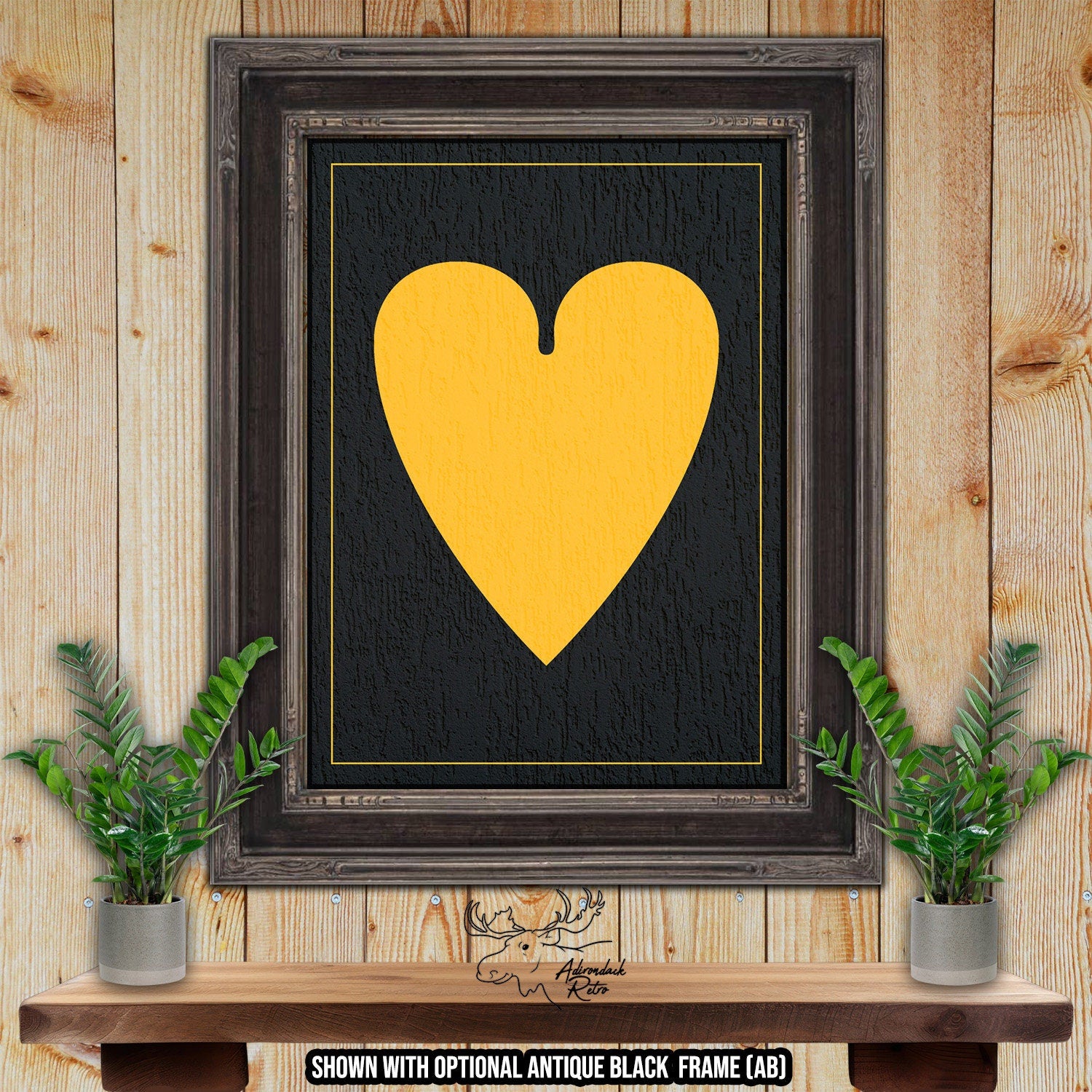 Hearts Playing Card Suit - Black & Gold Fine Art Print at Adirondack Retro