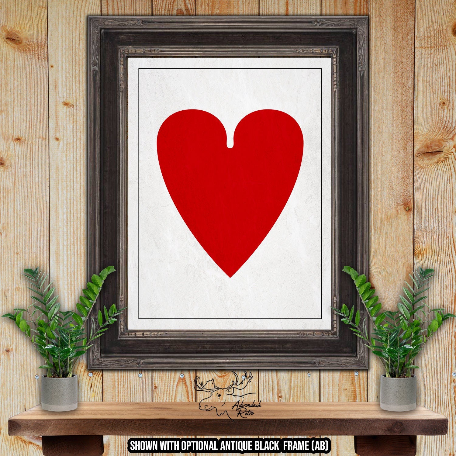 Hearts Playing Card Suit Giclee Fine Art Print at Adirondack Retro